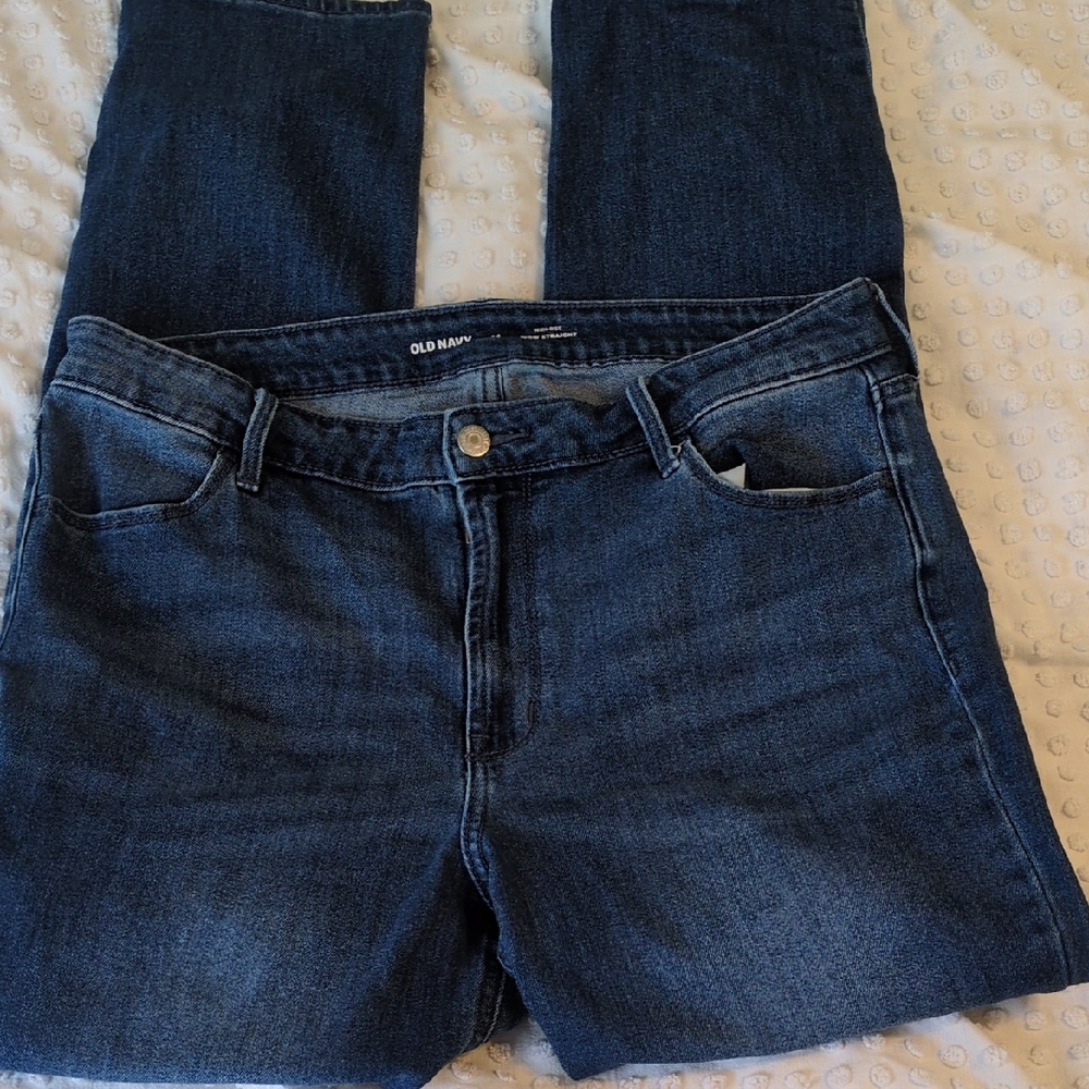 Old Navy Women's Dark Blue Straight Leg Jeans